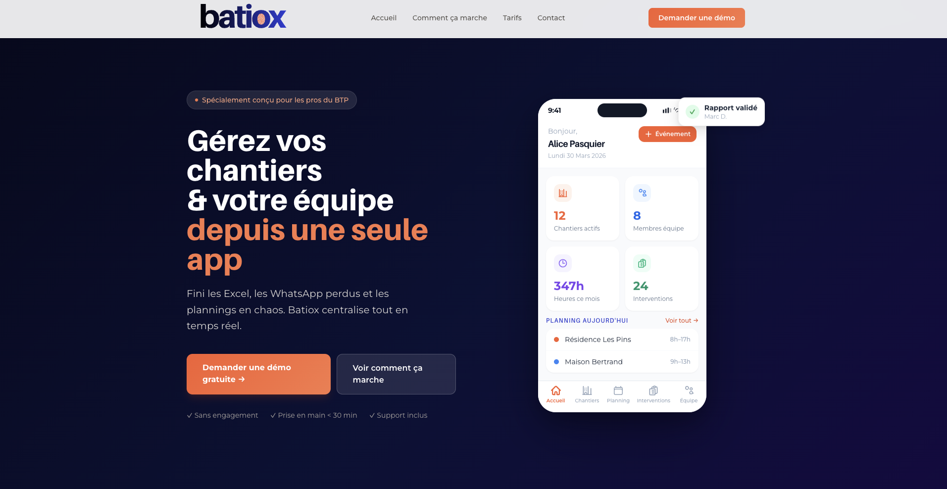 Aperçu du site Batiox