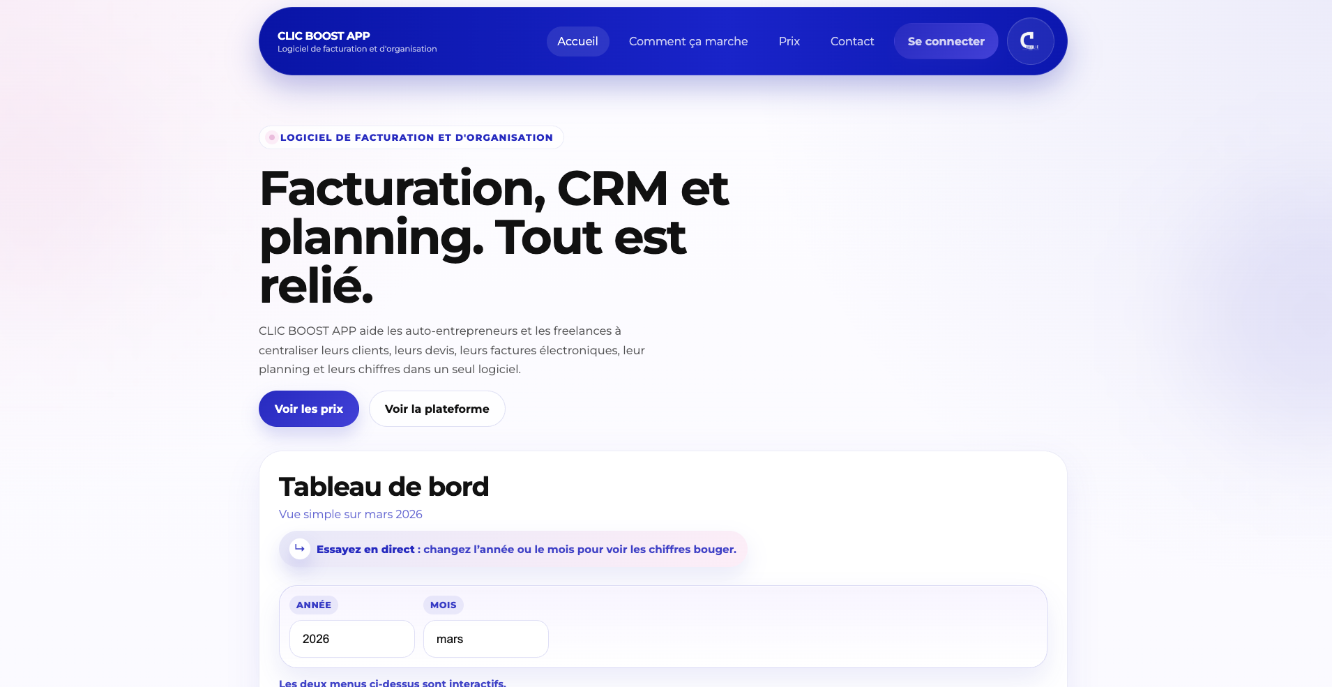 Aperçu de Clic Boost App